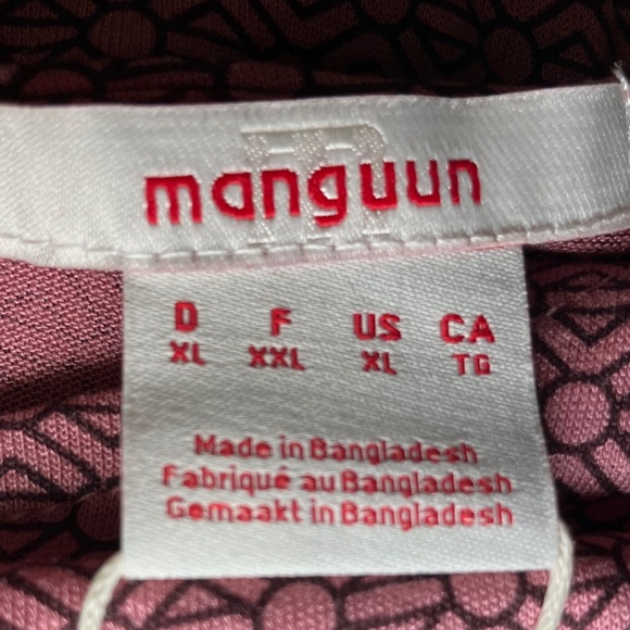 NWT Manguun Pink & Black Geometric Design Long Sleeve Top - Picture 6 of 7